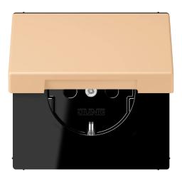 Розетка з заземленням 250V 16A з кришкою та шторками гвинтовий затиск JUNG LC1521BFKIKL237 terre sienne claire 31 (32122)