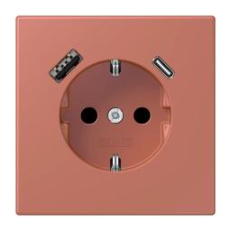 Розетка з заземленням та USB тип AC JUNG LC1520-15CA236 terre sienne brique (32121)