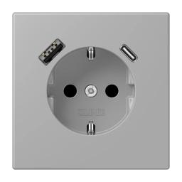 Розетка з заземленням та USB тип AC JUNG LC1520-15CA204 gris moyen (32012)