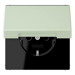 Розетка з заземленням 250V 16A з кришкою, шторками та гвинтовим затиском JUNG LC1521BFKIKL218 vert anglais pâle