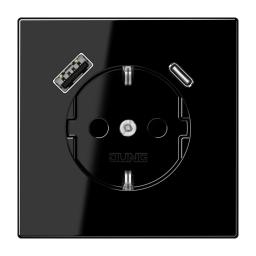 Розетка з з/к і USB тип A+USB тип C, Jung LS1520-15CASW чорний
