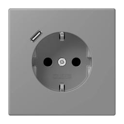 Розетка з заземленням та USB тип C JUNG LC1520-18C203 gris 31 (32011)