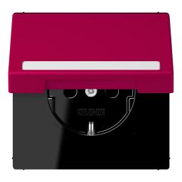Розетка з заземленням 250V 16A з кришкою, шторками, полем для напису, пружинним затиском JUNG LC1520BFNAKL230 rouge rubia (32101)