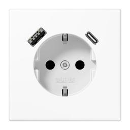 Розетка з з/к і USB тип A + USB тип C, Jung LS1520-15CAWW білий