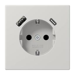Розетка з з/к і USB тип A+USB тип C, Jung LS1520-15CALG світло-сірий