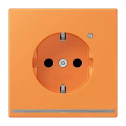 Розетка з заземленням та LED підсвіткою, пружинний затиск JUNG LC1520-OLNW225 orange clair (32081)