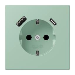 Розетка з заземленням та USB тип AC JUNG LC1520-15CA217 vert anglais clair (32041)