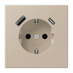 Розетка з заземленням та USB тип AC JUNG LC1520-15CA243 ombre naturelle claire (32142)