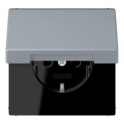 Розетка з заземленням 250V 16A з кришкою, шторками та гвинтовим затискачем JUNG LC1521BFKIKL257 gris clair 59