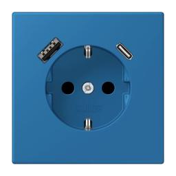 Розетка з заземленням та USB тип AC JUNG LC1520-15CA211 bleu céruléen 31 (32030)