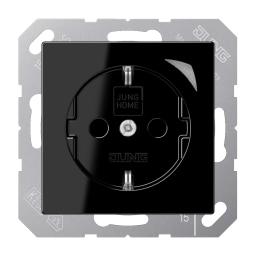 Розетка з заземленням 250V 16A JUNG HOME BTA1521SSW чорного кольору
