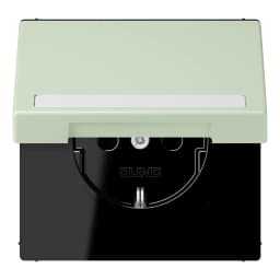 Розетка з заземленням 250V 16A з кришкою, шторками та пружинним затиском JUNG LC1520BFNAKL218 vert anglais pâle