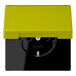 Розетка з заземленням 250V 16A з кришкою та пружинним затиском JUNG LC1520BFKL249 vert olive vif