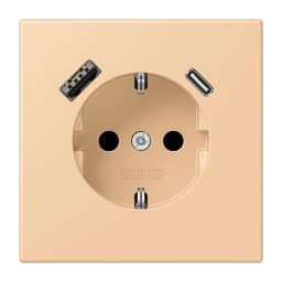 Розетка з заземленням та USB тип AC JUNG LC1520-15CA237 terre sienne claire 31 (32122)