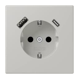 Розетка з заземленням та USB тип AC JUNG LC1520-15CA205 gris clair 31 (32013)