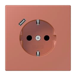 Розетка з заземленням та USB тип C JUNG LC1520-18C236 terre sienne brique (32121)
