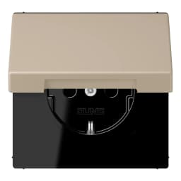 Розетка з заземленням 250V 16A з кришкою та пружинним затиском JUNG LC1520BFKL243 ombre naturelle claire