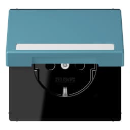 Розетка з заземленням 250V 16A з кришкою, шторками, полем для напису, пружинним затискачем JUNG LC1520BFNAKL212 céruléen vif (32031)