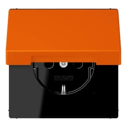 Розетка з заземленням 250V 16A з кришкою та пружинним затискачем JUNG LC1520BFKL224 помаранчева