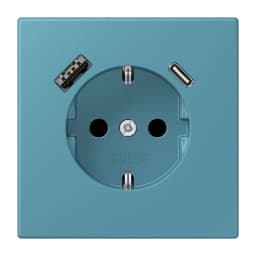 Розетка з заземленням та USB тип AC JUNG LC1520-15CA212 céruléen vif (32031)