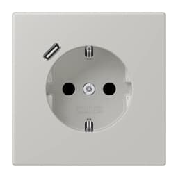 Розетка з заземленням та USB тип C JUNG LC1520-18C205 gris clair 31 (32013)