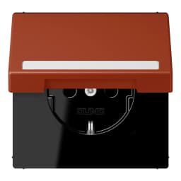 Розетка з заземленням 250V 16A з кришкою, шторками та пружинним затискачем JUNG LC1520BFNAKL232 l'ocre rouge