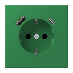 Розетка з заземленням та USB тип AC JUNG LC1520-15CA219 vert foncé (32050)