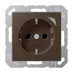 Розетка з заземленням 250V 16А з шторками JUNG HOME Energy BTA1521SEMO мокко