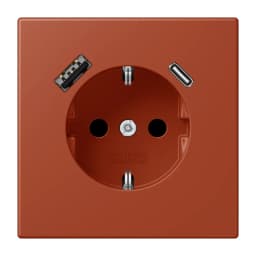 Розетка з заземленням та USB тип AC JUNG LC1520-15CA232 l'ocre rouge (32110)