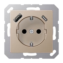 Розетка SCHUKO з USB тип AC, JUNG A1520-15CACH, колір шампанського