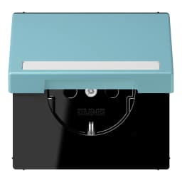 Розетка з заземленням 250V 16A з кришкою, шторками, полем для напису, пружинним затиском JUNG LC1520BFNAKL213 céruléen moyen (32032)