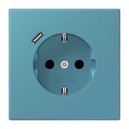 Розетка з заземленням та USB тип C JUNG LC1520-18C212 céruléen vif (32031)