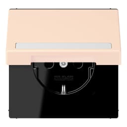 Розетка з заземленням 250V 16A з кришкою, шторками, полем для напису, пружинним затиском JUNG LC1520BFNAKL226 orange pâle (32082)