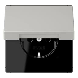 Розетка з заземленням з кришкою та шторками 250V 16A, пружинний затиск JUNG LC1520BFKIKL205 gris clair 31 (32013)