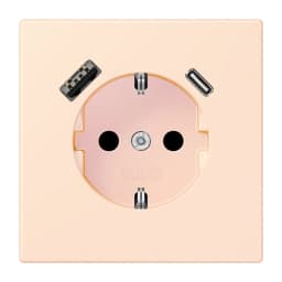 Розетка з заземленням та USB тип AC JUNG LC1520-15CA226 помаранчевий pâle (32082)