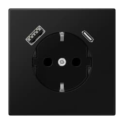 Розетка з з/к і USB тип A + USB тип C, Jung LS1520-15CASWM чорний графіт матовий