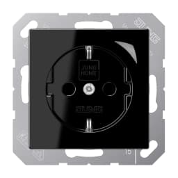 Розетка з заземленням 250В 16А з шторками JUNG HOME Energy BTA1521SESW чорний