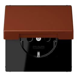 Розетка з заземленням 250V 16A з кришкою та шторками гвинтовий затиск JUNG LC1521BFKIKL247 terre sienne brûlée 59