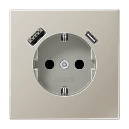 Розетка з заземленням та USB тип A + USB тип C, JUNG ES1520-15CA Edelstahl