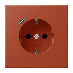 Розетка з заземленням та USB тип C JUNG LC1520-18C232 l'ocre rouge (32110)