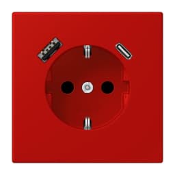 Розетка з заземленням та USB тип AC JUNG LC1520-15CA227 rouge vermillon 31 (32090)