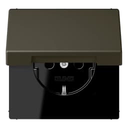 Розетка з заземленням 250V 16A з кришкою, шторками, гвинтовим затискачем JUNG LC1521BFKIKL241 ombre naturelle 31 (32140)