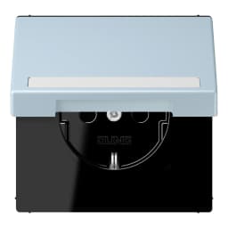 Розетка з заземленням 250V 16A з кришкою, шторками, полем для напису, пружинним затиском JUNG LC1520BFNAKL208 outremer clair (32022)