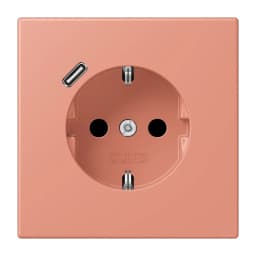 Розетка з заземленням та USB тип C JUNG LC1520-18C233 l’ocre rouge moyen (32111)