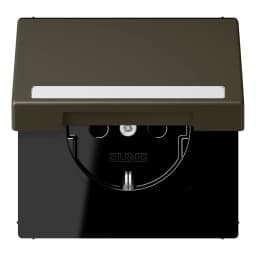 Розетка з заземленням 250V 16A з кришкою, шторками, полем для напису, пружинним затиском JUNG LC1520BFNAKL241 ombre naturelle 31 (32140)