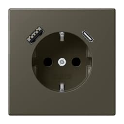 Розетка з заземленням та USB тип AC JUNG LC1520-15CA241 ombre naturelle 31 (32140)