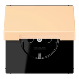 Розетка з заземленням 250V 16A з кришкою, шторками, гвинтовим затискачем JUNG LC1521BFKIKL223 ocre