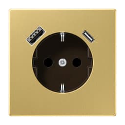 Розетка з заземленням та USB тип A + USB тип C, JUNG ME1520-15CAC, латунь Classic