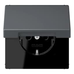 Розетка з заземленням 250V 16A з кришкою та пружинним затиском JUNG LC1520BFKL202 gris foncé 31 (32010)