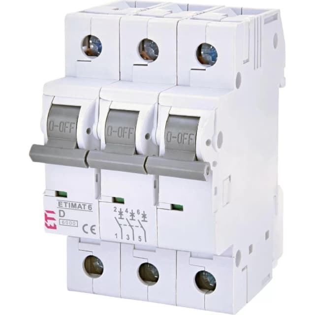 Автоматичний вимикач ETI ETIMAT 6 3p D 32A (6kA) (2164519)